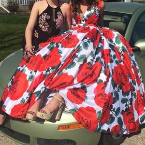 Rose Patterned Prom Dress
